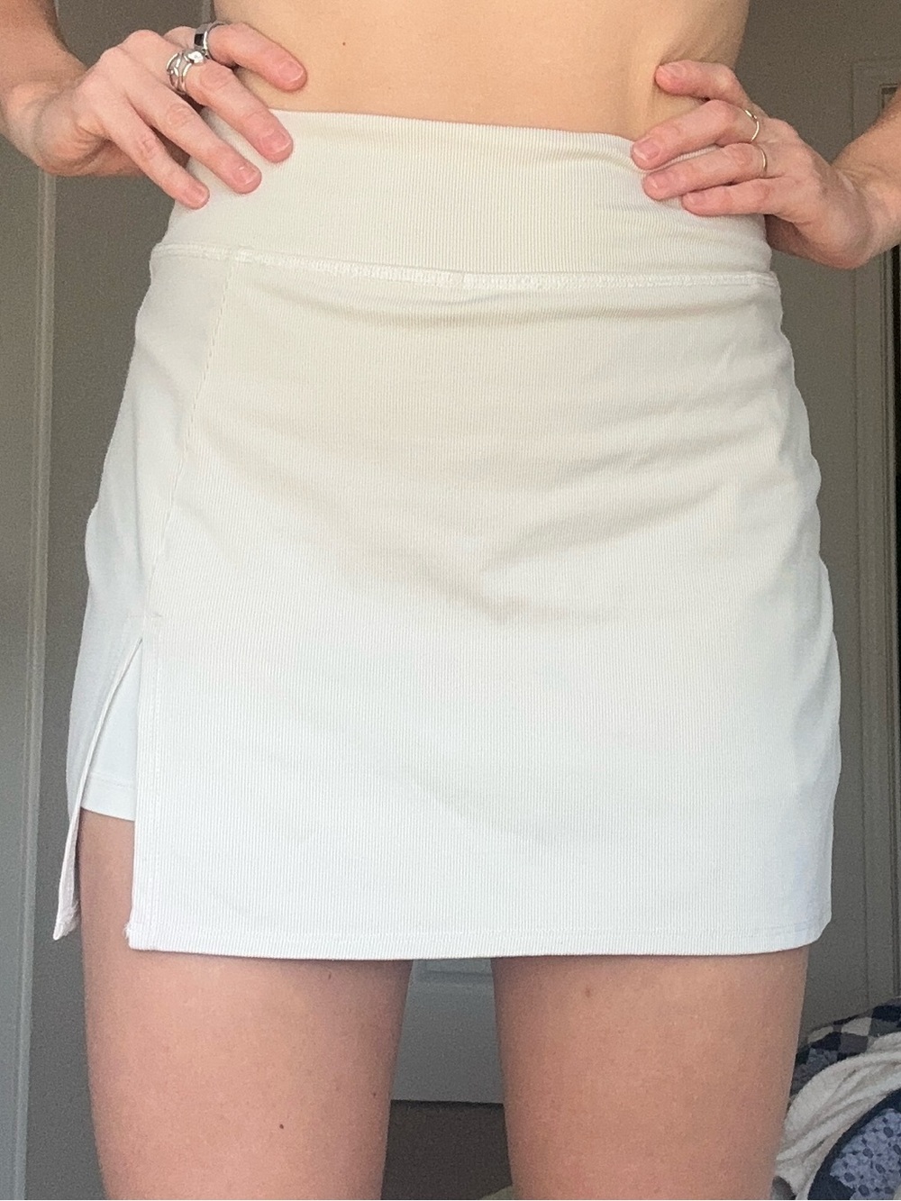 Beyond Yoga Cream Mini Skort with Side Slit
